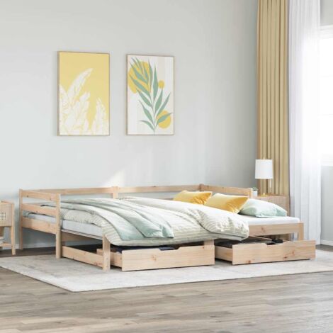 Daybed with Drawers without Mattress 90x200 cm Solid Wood vidaXL