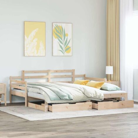 Daybed with Trundle and Drawers without Mattress 80x200 cm vidaXL
