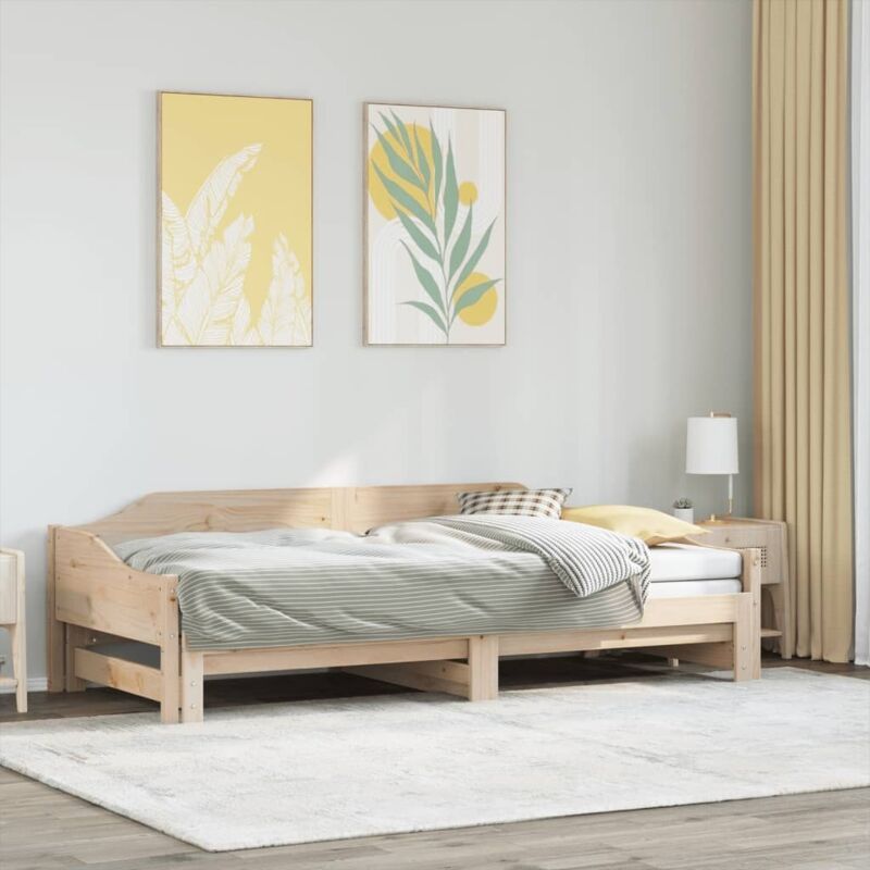 Daybed With Trundle Without Mattress 90x190 Cm Single Solid Wood Vidaxl