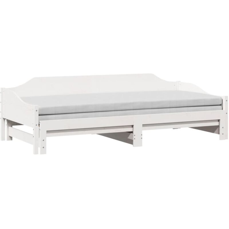 Daybed With Trundle Without Mattress White 90x200 Cm Solid Wood Vidaxl