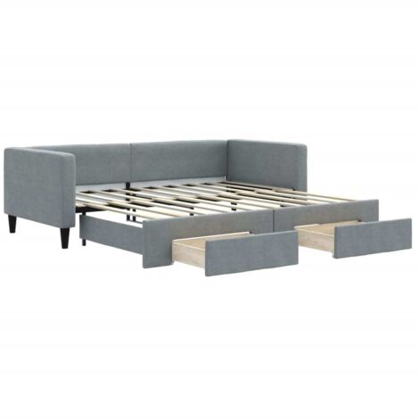 Daybed with Trundle&Drawers without Mattress Light Grey 90x190 cm Single vidaXL