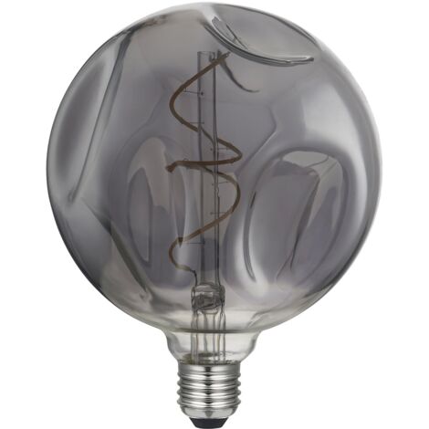 Daylight italia lampadina led vintage globo d.140 bumped e27 5w 2000k vetro irregolare grigio fumo dl700208.00a