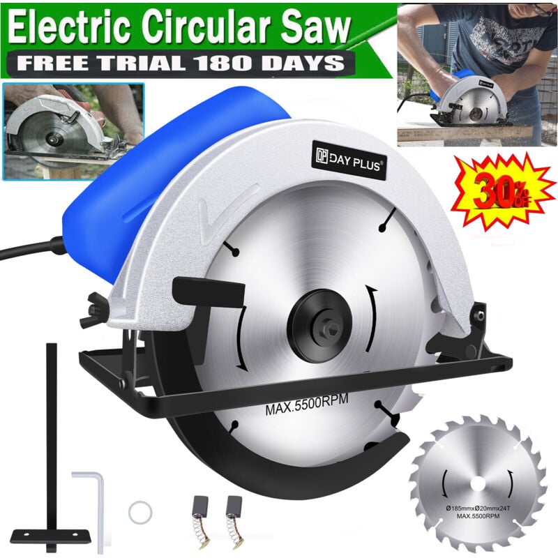 3600W scie circulaire à main Scie circulaire lame de scie 185mm profondeur de coupe sciage - Dayplus