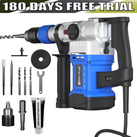 Dayplus – Marteau perforateur 3000W 220V – 4 fonctions – SDS-Plus – Énergie active 6J – Perçage béton 32mm, bois 40mm, acier 13mm