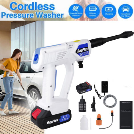 Dayplus – Nettoyeur haute pression sans fil 21V – Pression 45 bars – Débit 270 l/h – Avec 2 batteries lithium-ion – Tuyau 16 pieds pour nettoyage extérieur