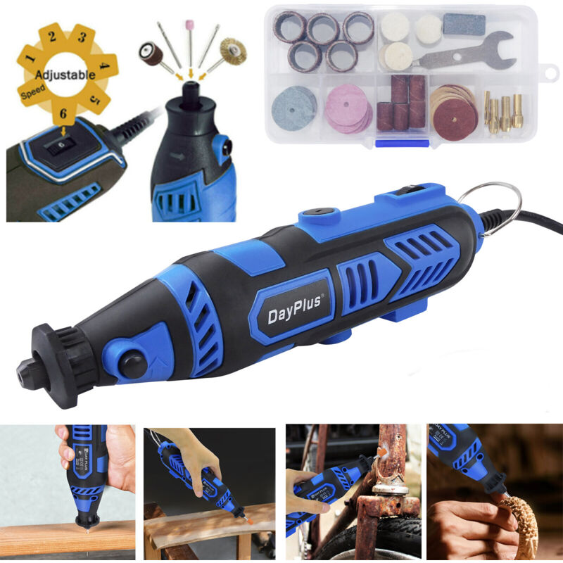 Outil multifonction Mini meuleuse Outil rotatif 135 w avec jeu d'accessoires de 80 pièces et 10000-32000 tr/min 6 vitesses variables, pour couper,