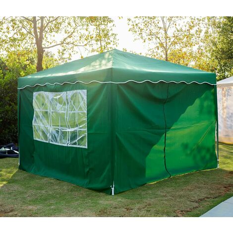 DayPlus Pop up Gazebo with Sides 3m x 3m - Detachable Sides, Heavy Duty Waterproof Instant Sun Shade And Block Wind, Party Tent Outdoor Garden Shelter Beach Canopy with Carry Bag (Green)