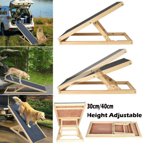 Dayplus – Rampe réglable pour chien et chat – 2 marches en bois de sapin – Capacité 150 kg – Tapis antidérapant pour sécurité