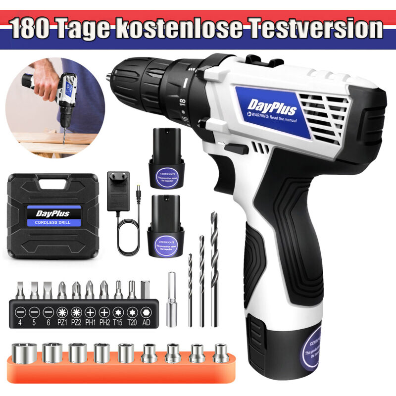 Tournevis sans fil avec 2X batterie et chargeur - Dayplus