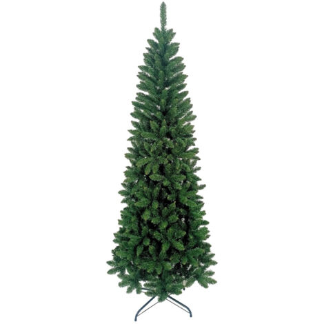 7H DAYRON DAYRON - Árbol de Navidad Artificial Estrecho de 210 cm en Verde con 848 Ramas Abatibles y Soporte Metálico Plegable, Montaje Rápido y Fácil de Guardar