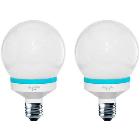 Dayron - Bombilla CFL Bajo Consumo Mini Globo E27 (Pack 2), 9W, 45W Equi., 400lm, 4000K (Blanco Neutro), Ángulo Apertura 270º, Clase Energética G, No Regulable, Orientación Fija, IP20, 6000H Vida Útil