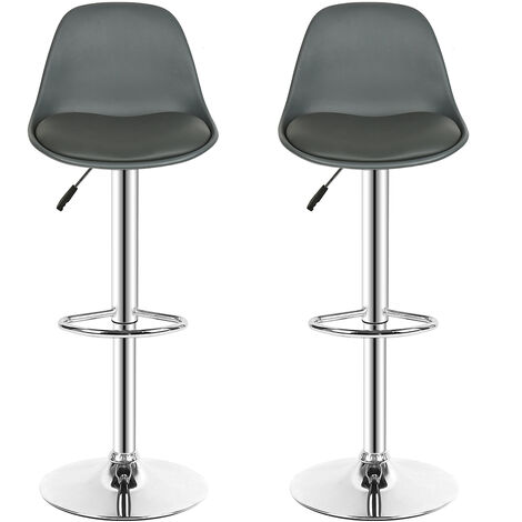 DazHom® 2 chaises de bar coussin PU gris