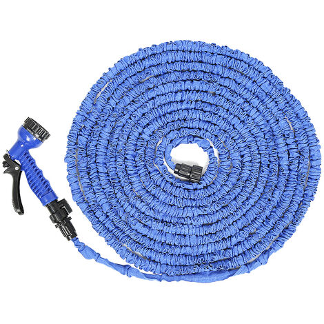 DazHom® Longueur télescopique bleue de tuyau d'eau de jardin 100FT 10M, 30M après l'extension