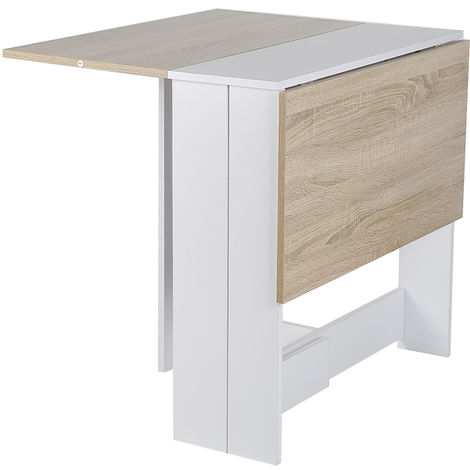 DazHom® Table pliante 103 * 76 * 73.4cm blanc + couleur chêne