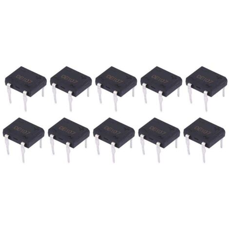DB107 Pont Redresseur de Diode 1A 1000V 4 Broches pour Appareils Ménagers et Circuit Électronique Industriel(10Pcs)