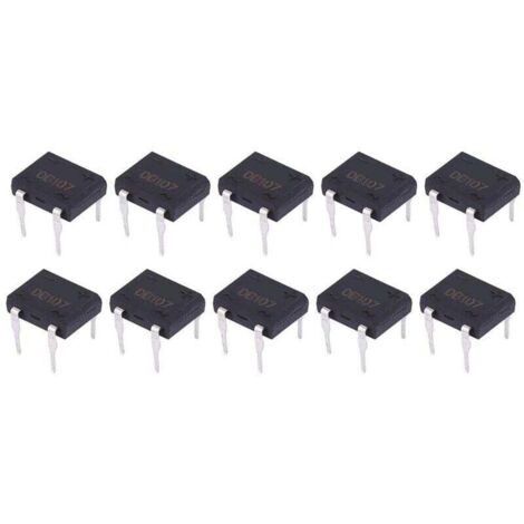 DB107 Pont Redresseur de Diode 1A 1000V 4 Broches pour Appareils Ménagers et Circuit Électronique Industriel(10Pcs)