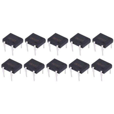 DB107 Pont Redresseur de Diode 1A 1000V 4 Broches pour Appareils Ménagers et Circuit Électronique Industriel(10Pcs)