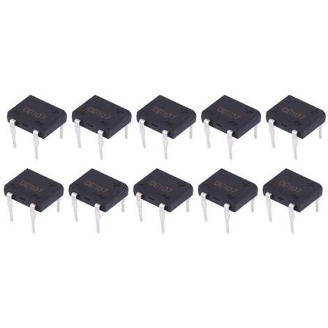 DB107 Pont Redresseur de Diode 1A 1000V 4 Broches pour Appareils Ménagers et Circuit Électronique Industriel(10Pcs)