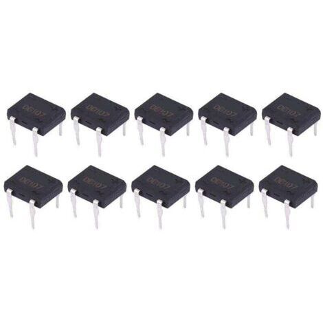 DB107 Pont Redresseur de Diode 1A 1000V 4 Broches pour Appareils Ménagers et Circuit Électronique Industriel(10Pcs)