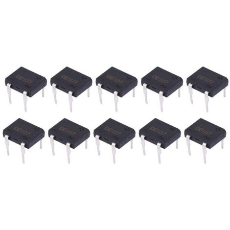 DB107 Pont Redresseur de Diode 1A 1000V 4 Broches pour Appareils Ménagers et Circuit Électronique Industriel(10Pcs)