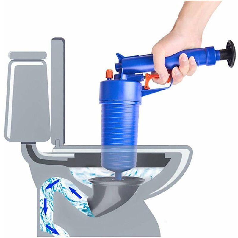 Déboucheur Toilettes Piston, Débouchage WC bouché, Pompe Haute Pression Canalisations Manuel avec 4 Adaptateurs, Outil Nettoyage D'évacuation