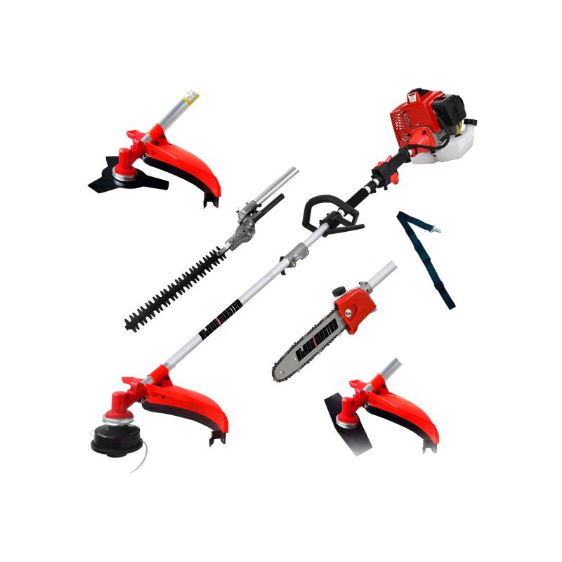 POWERGROUND D&eacute;broussailleuse 5 en 1 65cc 4,9cv  PRO SERIES Multifonction Professionnelle