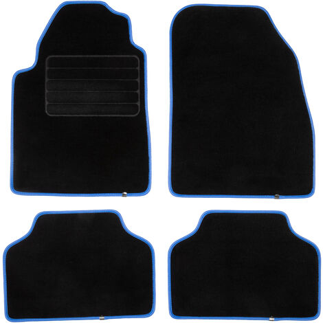 DBS - Tapis de Voiture Prague ganse nubuck bleu - Universel - Antidérapant - 4 Pièces : Avant + Arrière - Tapis de sol Automobile - Haute Qualité