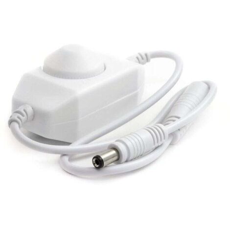 DC 12V-24V 3A LED Strip Dimmer Switch Contrôleur Gradateur Bande LED SMD Gradateur Rotatif Ruban LED COB Commutateur Variateur Dimmable 5,5mm x 2,1mm Jack DC pour Lumières LED, Blanc