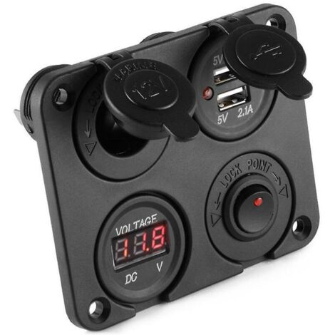 Dc 12v-24v voiture bateau prise double chargeur usb voltmètre panneau de commutation