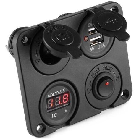 Dc 12v-24v voiture bateau prise double chargeur usb voltmètre panneau de commutation