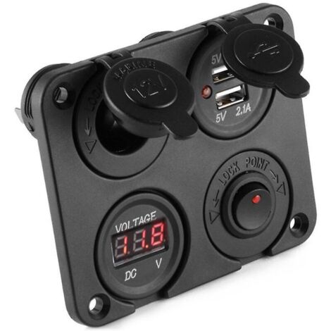 Dc 12v-24v voiture bateau prise double chargeur usb voltmètre panneau de commutation