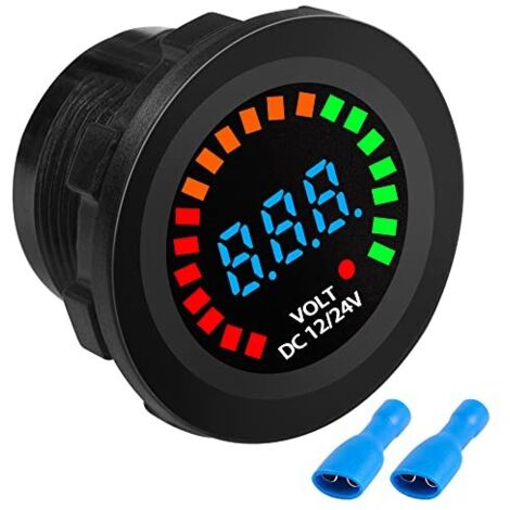 DC 12V 24V voiture batterie voltmètre LED affichage numérique écran couleur étanche camion embarqué marine alternative -