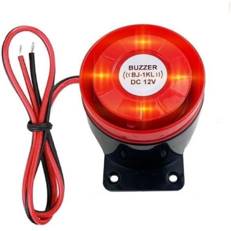 DC 12V Mini Wired Strobe Siren, 120 dB Sound Alarm System for Home Security, Red Flash