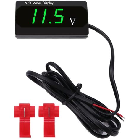 JALLERIA DC 12V Waterproof Car Voltmeter with LED Display, Voltage Meter with Terminals, Mini LED Voltmeter for Boat, Motorcycle, Truck, ATV, UTV, Green