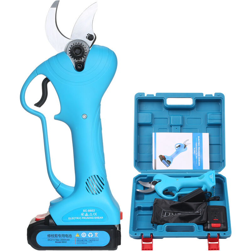 Dc 21V Electrique Secateur Kit Sans Fil A Piles Secateur Cutter Branche Avec 1 Batterie Rechargeable Et Chargeur Pour Jardinage Elagage Des Arbres