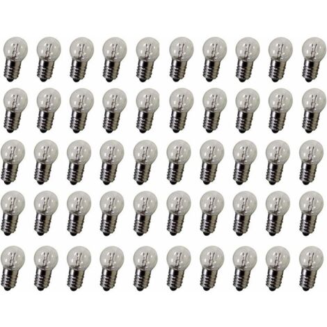 DC 50 pcs E10 2.5V 0.3A Warm White Miniature Bulbs Screw Base