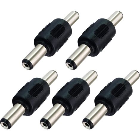 DC 5,5 mm x 2,1 mm Netzteil, DC Barrel Power 2,1 mm x 5,5 mm Stecker auf Stecker, für CCTV-Kamera, LED-Licht, Mini-Lüfter (5 Stück/Stecker)