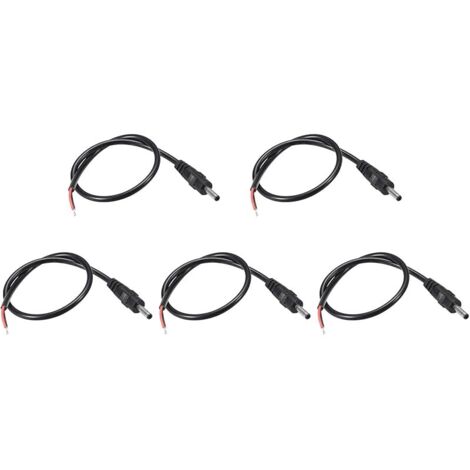 DC Alimentation Câble DC Alimentation Cordon Mâle Connecteurs DC Pigtail Adaptateur Baril Jack Prise Fil [pour CCTV DVR LED Bande Lumière] - 3,5 mm x 1,35 mm/ 1A/Noir/5pcs