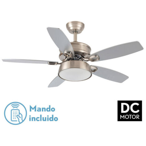 DC Braw Nickel-Deckenventilator, 5 Flügel, Silberbuche