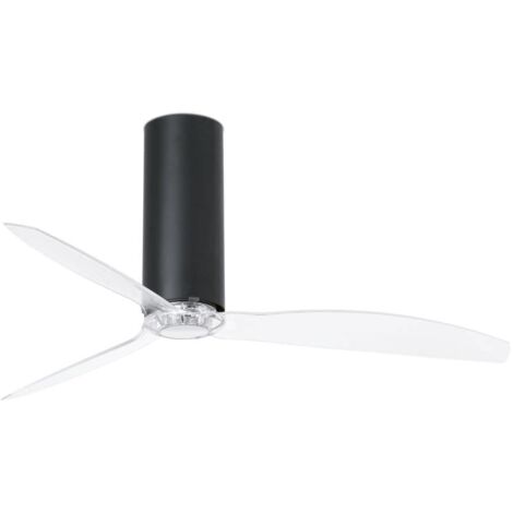 DC Ceiling Fan Tube Matt Black / Clear with Remote