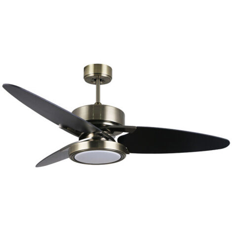 DC Cross 30W Leder-Deckenventilator mit 3 Flügeln, schwarzes Walnussholz