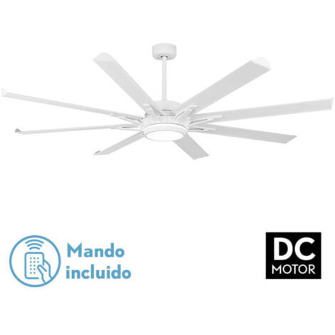 DC-Deckenventilator, Güteklasse 30 W + 15 W, Weiß, 8 Aluminiumflügel