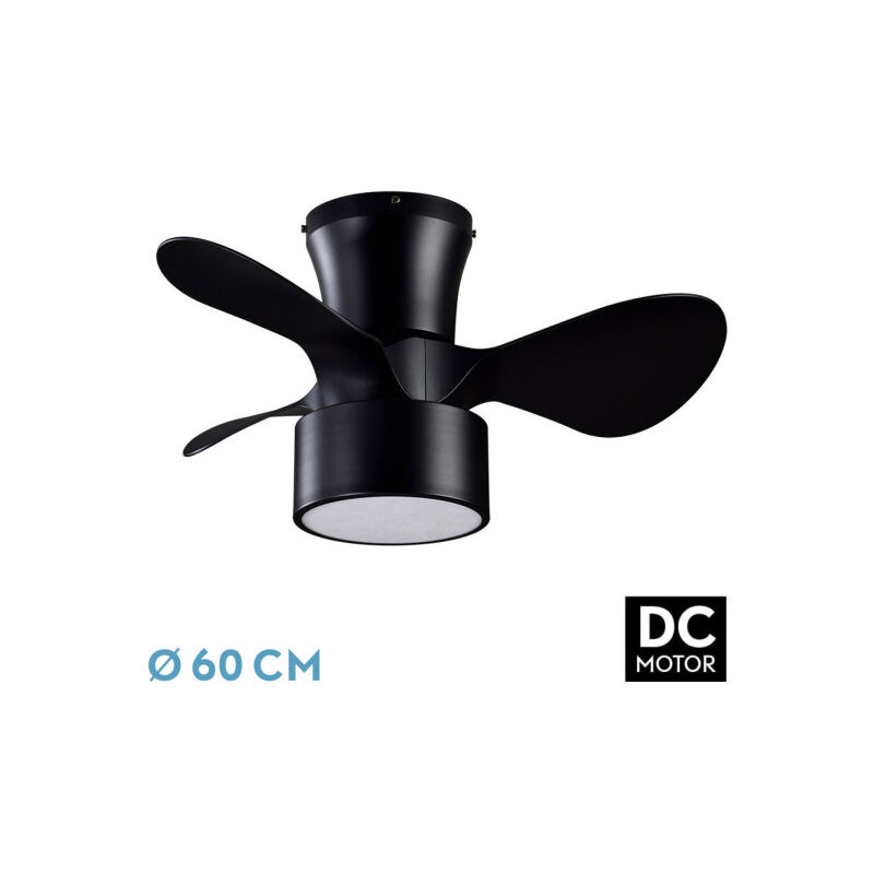 Fabrilamp - Lüfter dc 24w Kos Schwarz 3 Flügel 60d 6 Vel. 2390lm 3000-4500-6000k m/Fernbedienung, Speicher & Timer