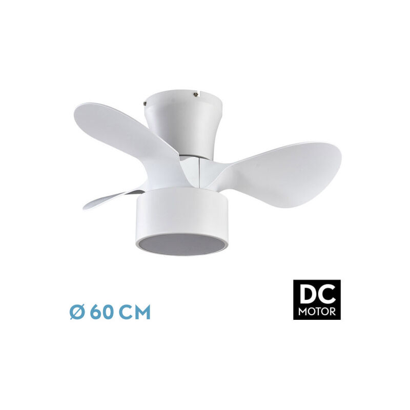 Fabrilamp - Ventilator dc 24w kos white 3 Flügel 60d 6 Geschwindigkeiten 2390lm 3000-4500-6000k w/remote, memory & timer