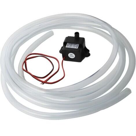 DC Mini Pompe à Eau Brushless, Ultra-Silencieux avec câble de 46 cm et 2 Pieds de Ventouses pour Aquarium/Etang/Fontaine etc (+avec Tuyau d’Eau en PVC de 8 mm de diamètre et de 3 m de Long)