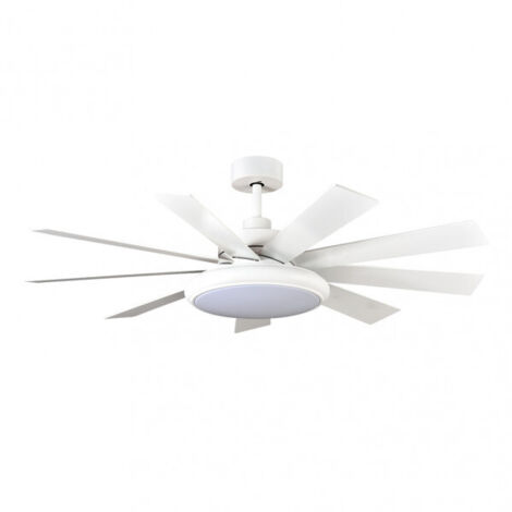 DC Pireo Deckenventilator 36 W Weiß 9 Flügel Weiße Buche