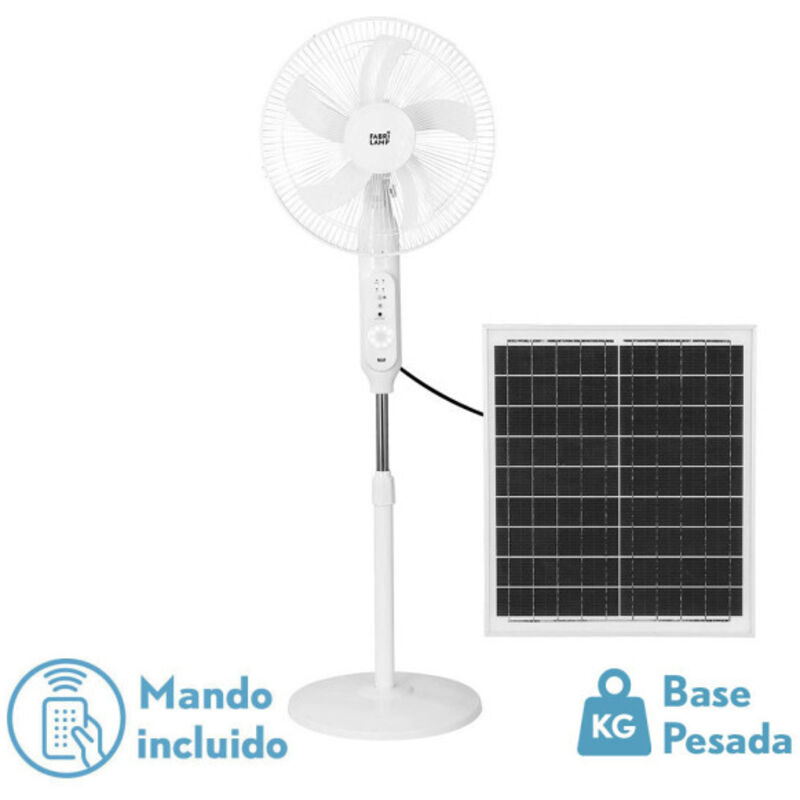 Fabrilamp - Fan dc De Pie Solar Clima Blanco 30w 3vel 5asp Puerto Usb y Luz C/Quake 43d Cable 4,20m