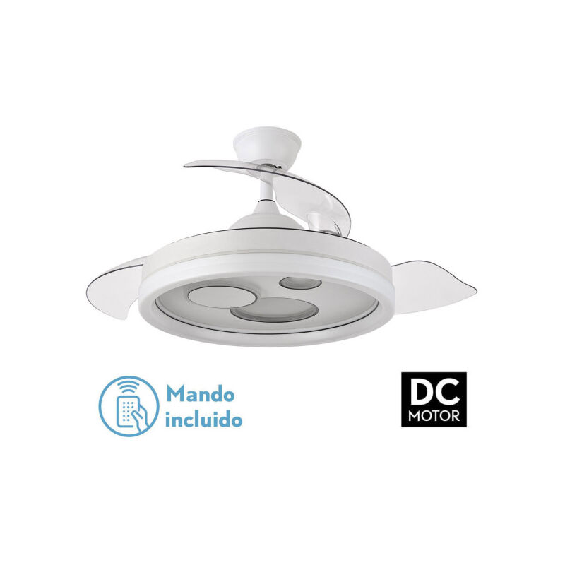 Fabrilamp - Ventilator Dc Turia 72w 6120lm White 3 Asp.folding 32/47x50/107d. 3 Farben / Erdbeben / Memory Timer