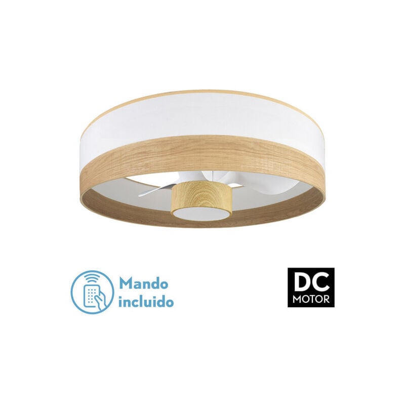 Ventilateur Dc 24w Olga White/light-mad.beech 3 pales 6 Vel. 2390lm 3 Couleurs, Remote,memory,timer 70d - Fabrilamp