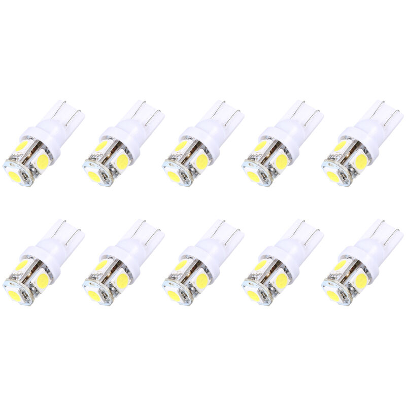 Happyshopping - DC12V 1W 5 LED voiture lumieres 10pcs T10 base blanc